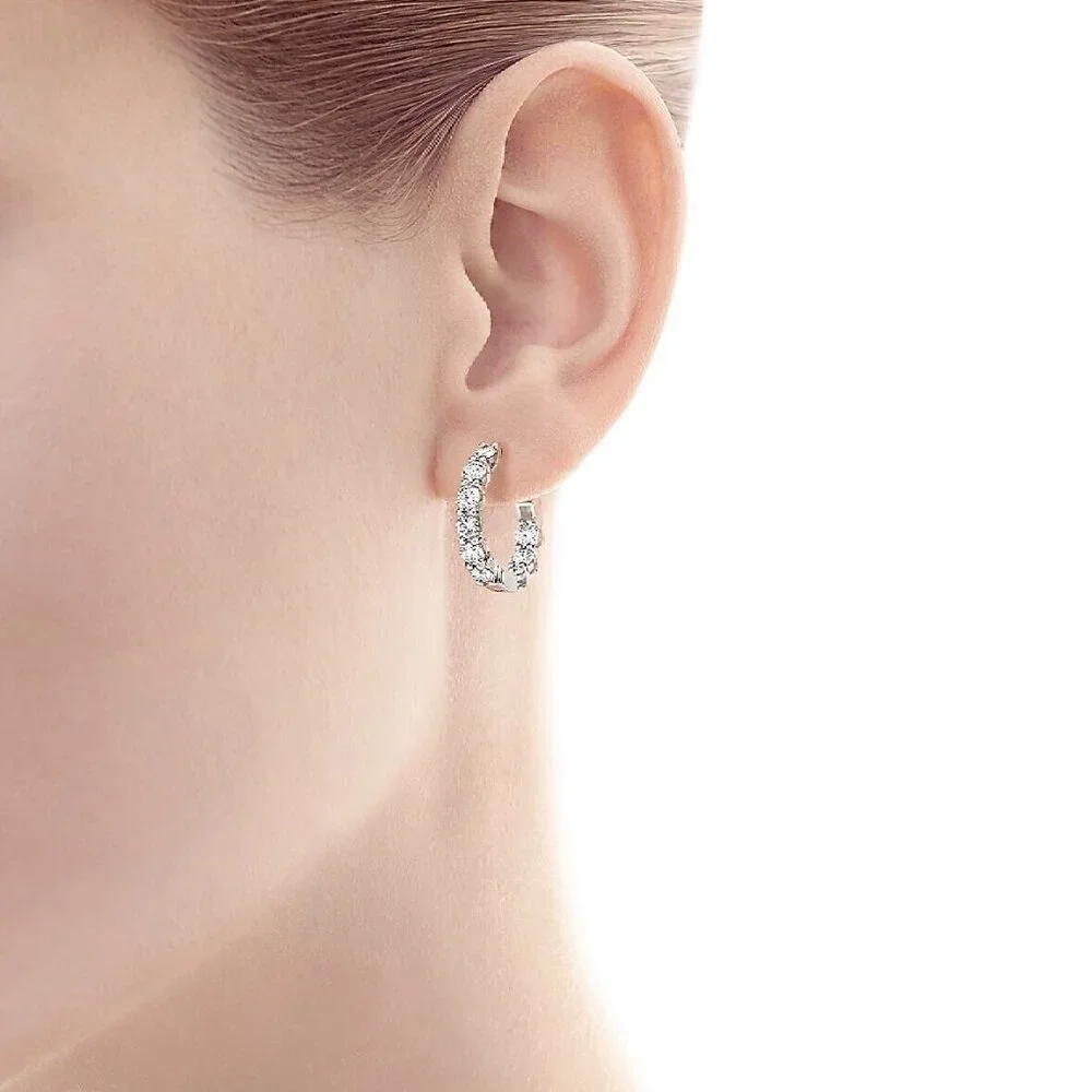 Tiffany & Co. 18K Rose Gold 1.51 CTW Inside-Out Hoop Diamond Earrings